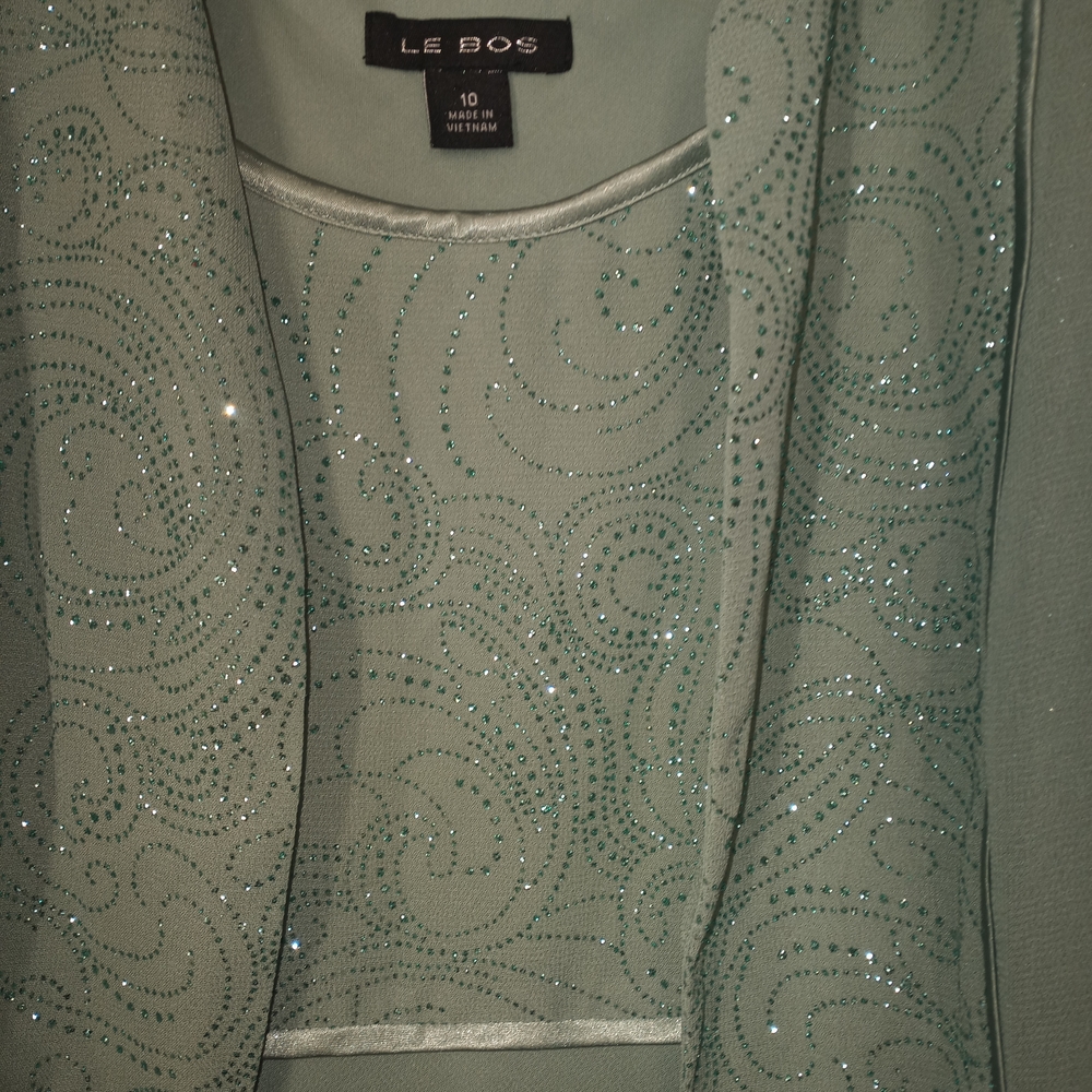 LE BOS Elegant Women's Light Green Dress Suit Size 10 - Picture 11 of 16